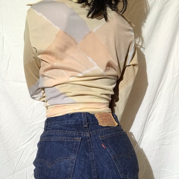Rare Vintage 70s Sheer Pastel Blouse - Picture 8 of 8
